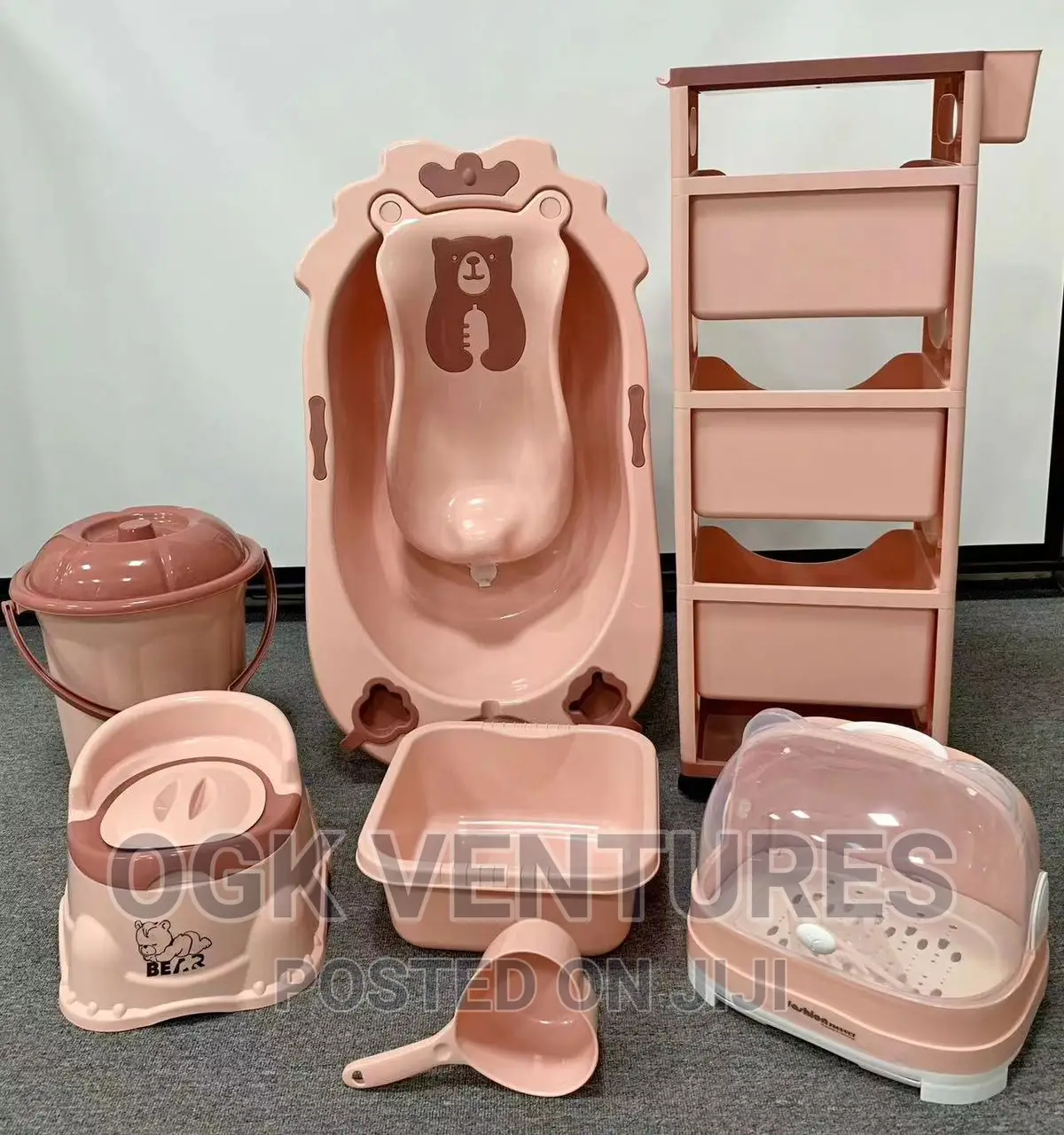 Baby Bath With Stand and Bottle Rack