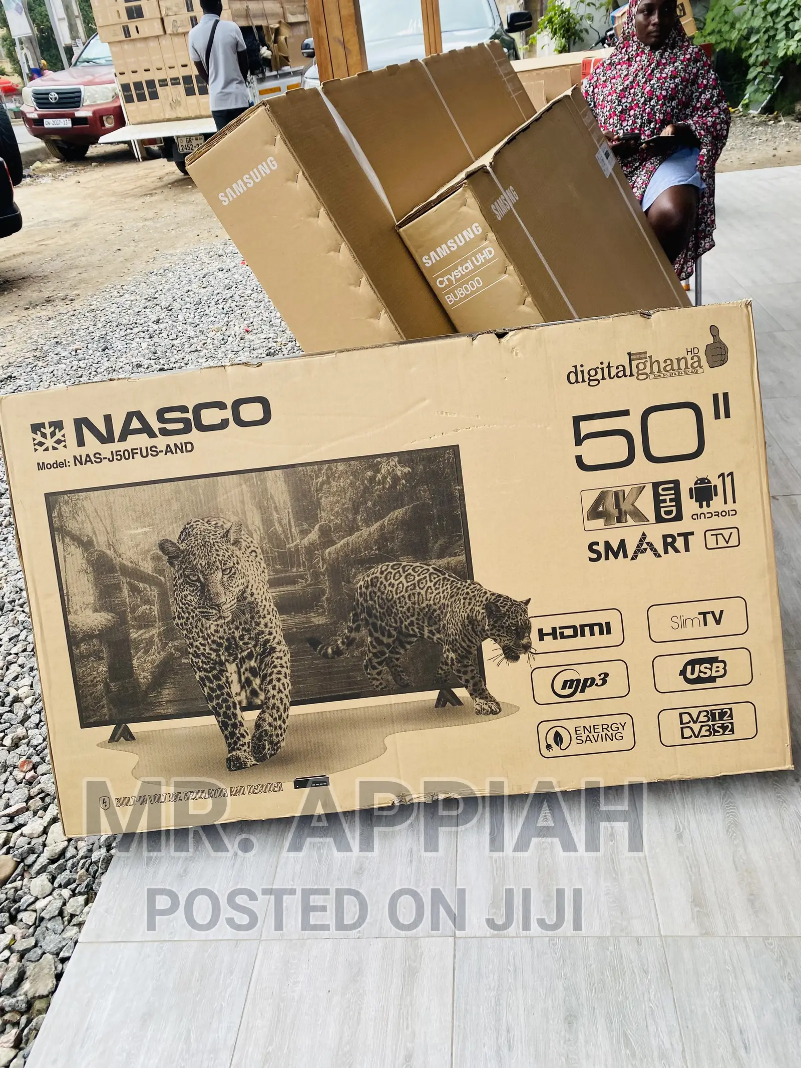 Free Standing Nasco 50 Inch Uhd Smart Tv(Black) 