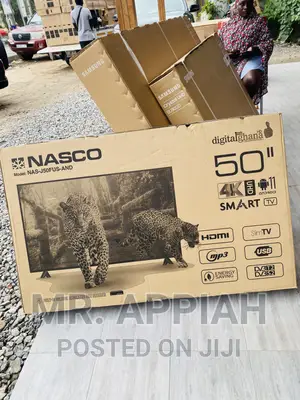 Free Standing Nasco 50 Inch Uhd Smart Tv(Black) 