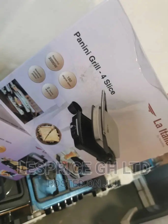 Italia 2000w 4 Slice Panini Grill Maker