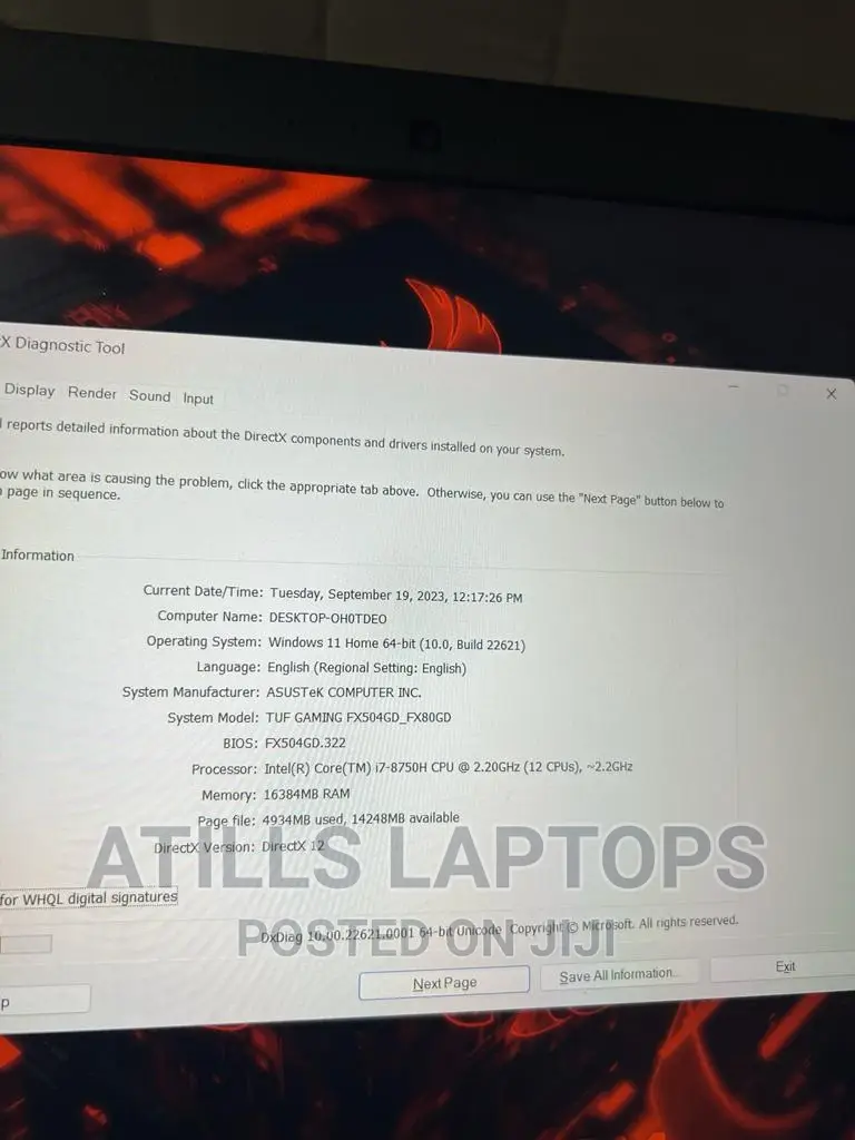 Laptop Asus TUF Gaming FX504 16GB Intel Core I7 SSHD+SSD 1.5T