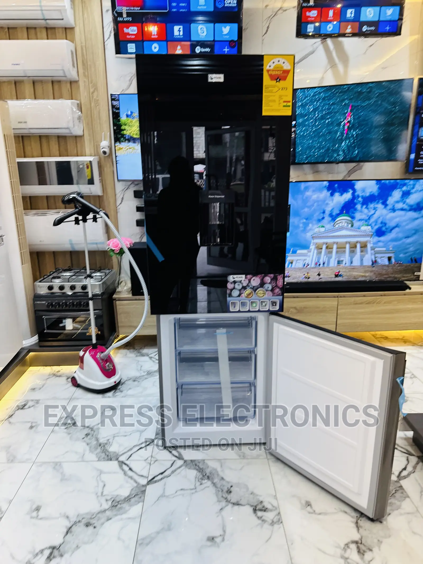 Transparent Drawers Pf 400bg Pearl Double Door Fridge