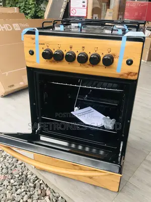 Durable 4 Gas Burner Oven With Grill Light Wooden Cooker 