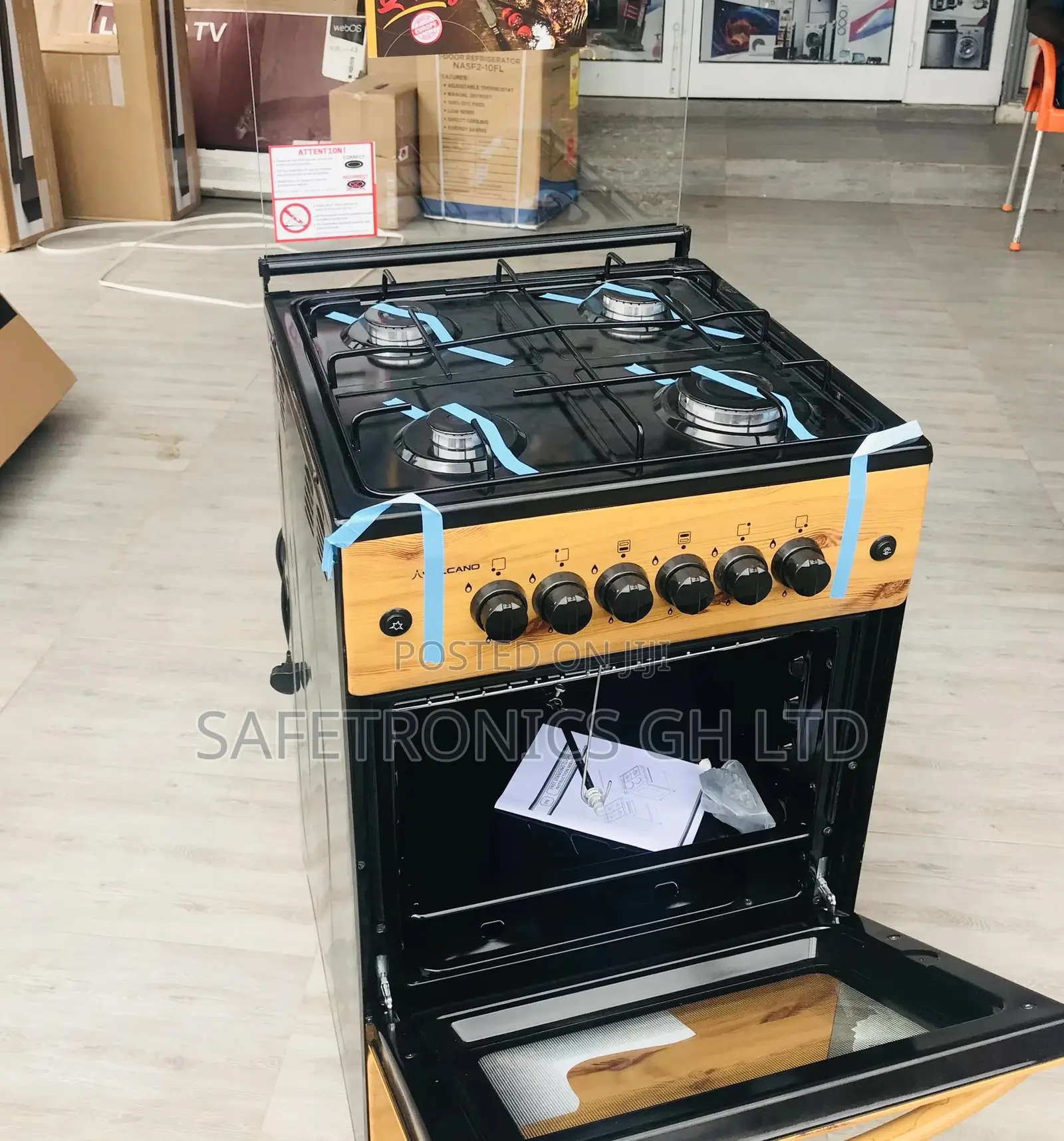 Reliable 4 Gas Burner Light Wooden Cooker Oven With Grill
