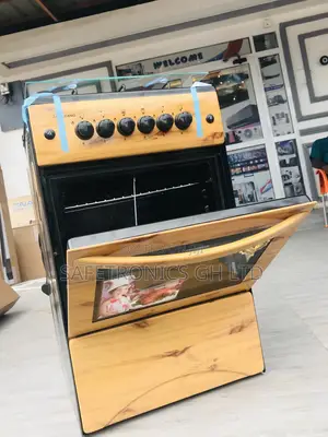 Gas Cooker 4 Burner Oven With Grill Light Wooden 