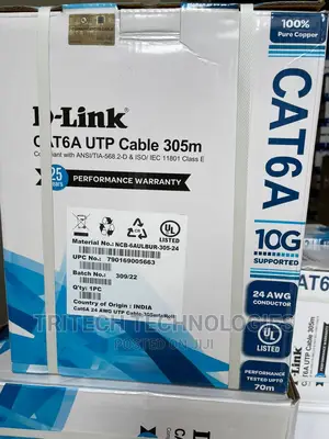 D-Link Cat6a Cable 305m Utp Pure 10g Copper (Ncb-C6ublur)