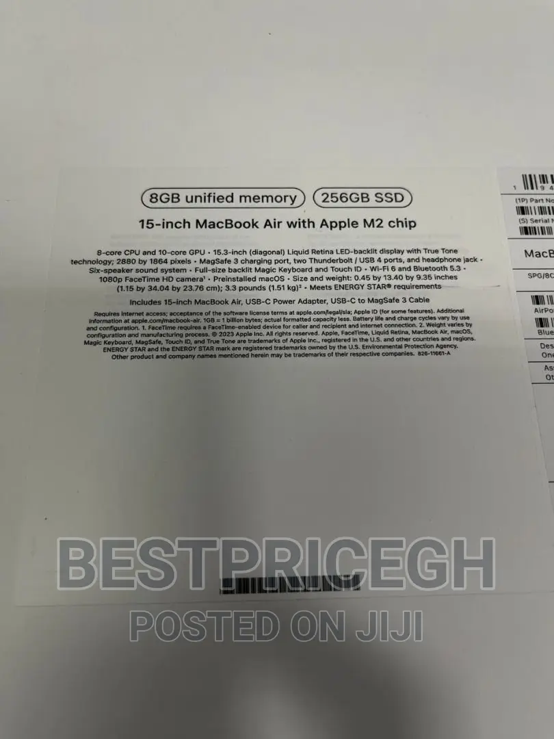 New Laptop Apple MacBook Air 8GB Apple M2 SSD 256GB