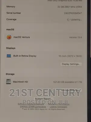 Laptop Apple MacBook Pro 2019 32GB Intel Core I9 SSD 1T
