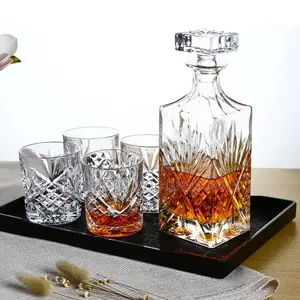 Crystal Whisky Decanter With 4pcs Whisky Glasses