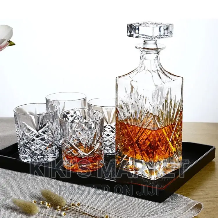 Crystal Whisky Decanter With 4pcs Whisky Glasses