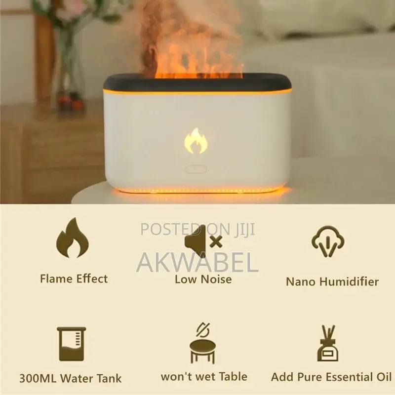 300ml Flame Aroma Humidifier + 1 FREE 10ml Essential Oil
