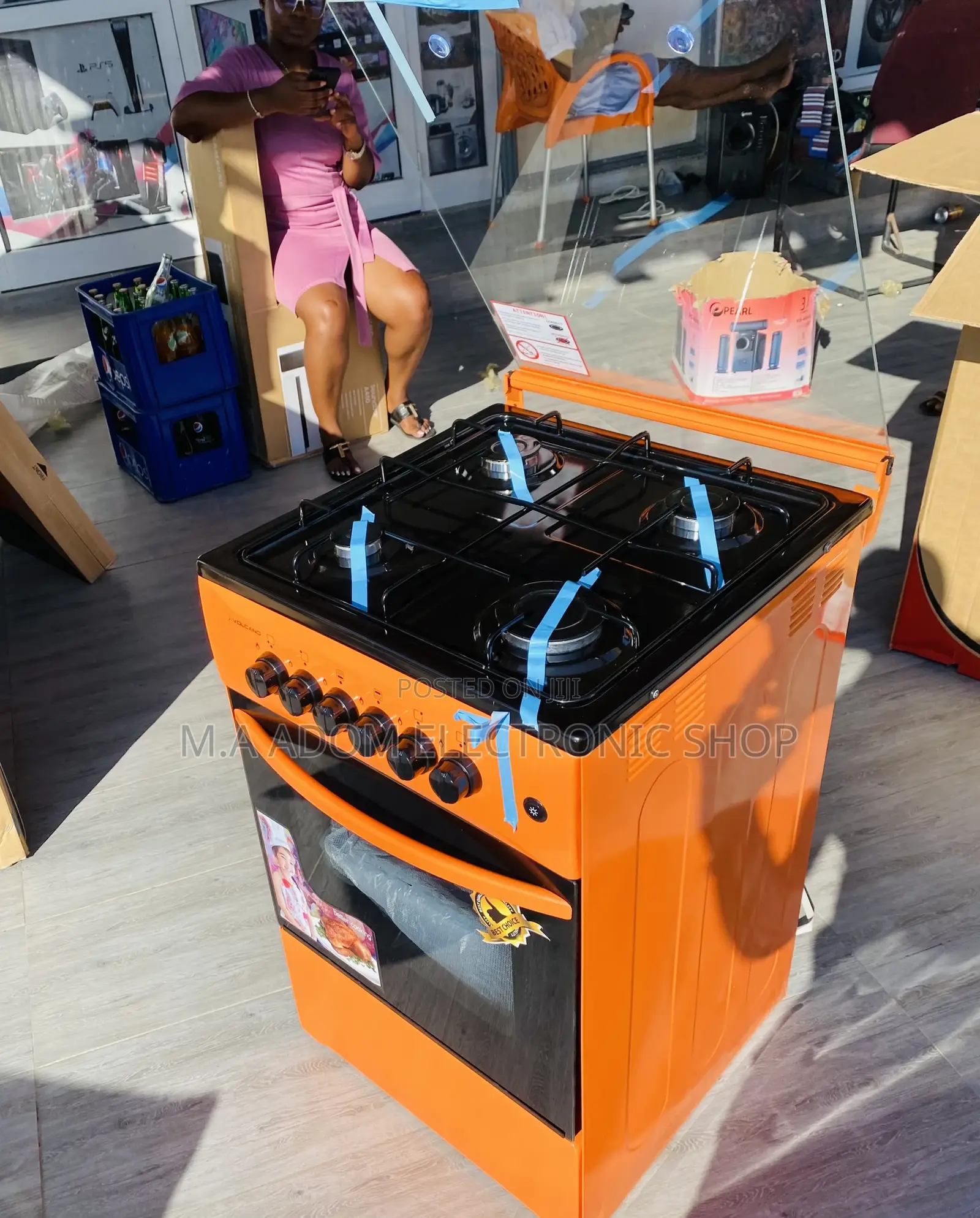 Classic Design Volcano 50x50 4 Gas Burner + Oven(Orange)..