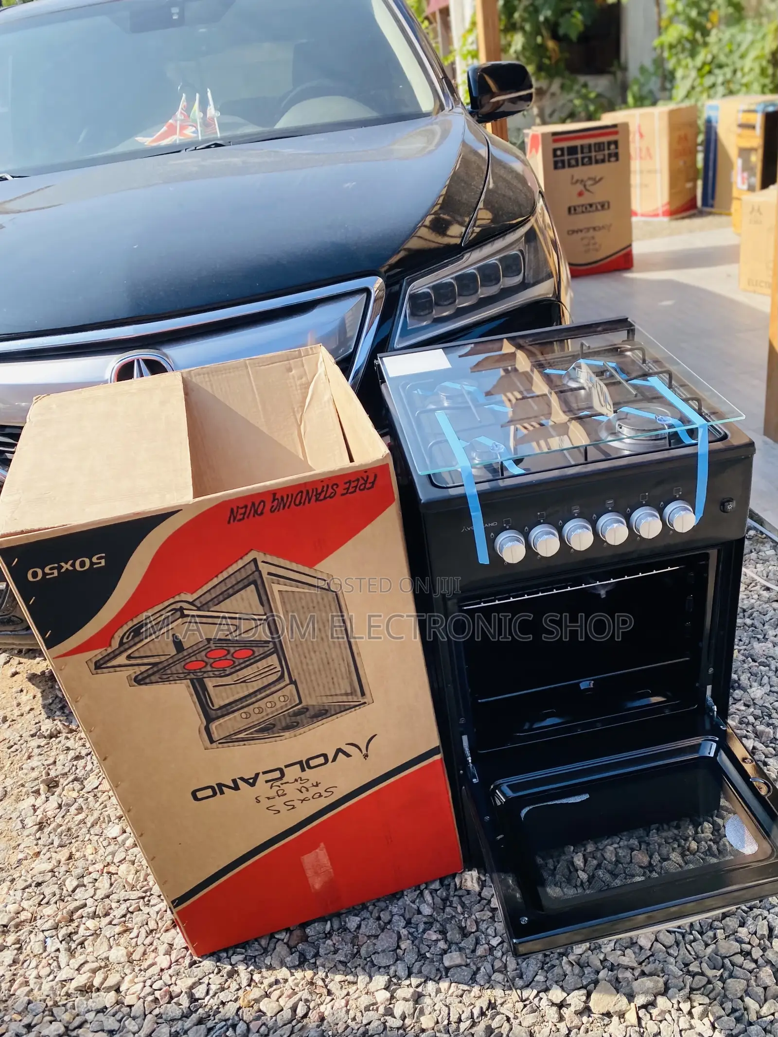 Fresh in Box Volcano 50x50 4 Gas Burner With Oven(Black) 