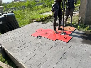 Black Stamped Concrete Walkway