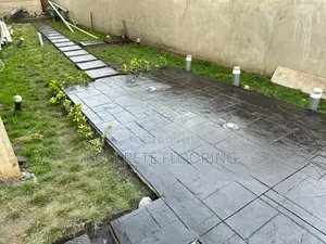 Black Stamped Concrete Walkway