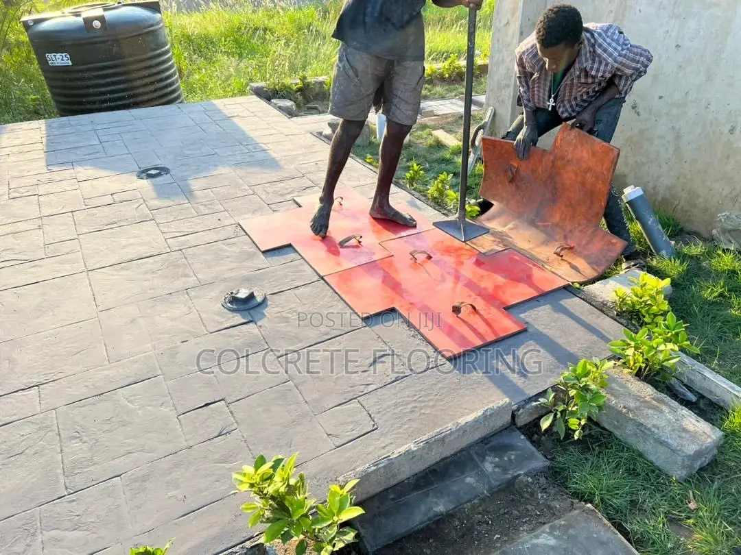 Black Stamped Concrete Walkway