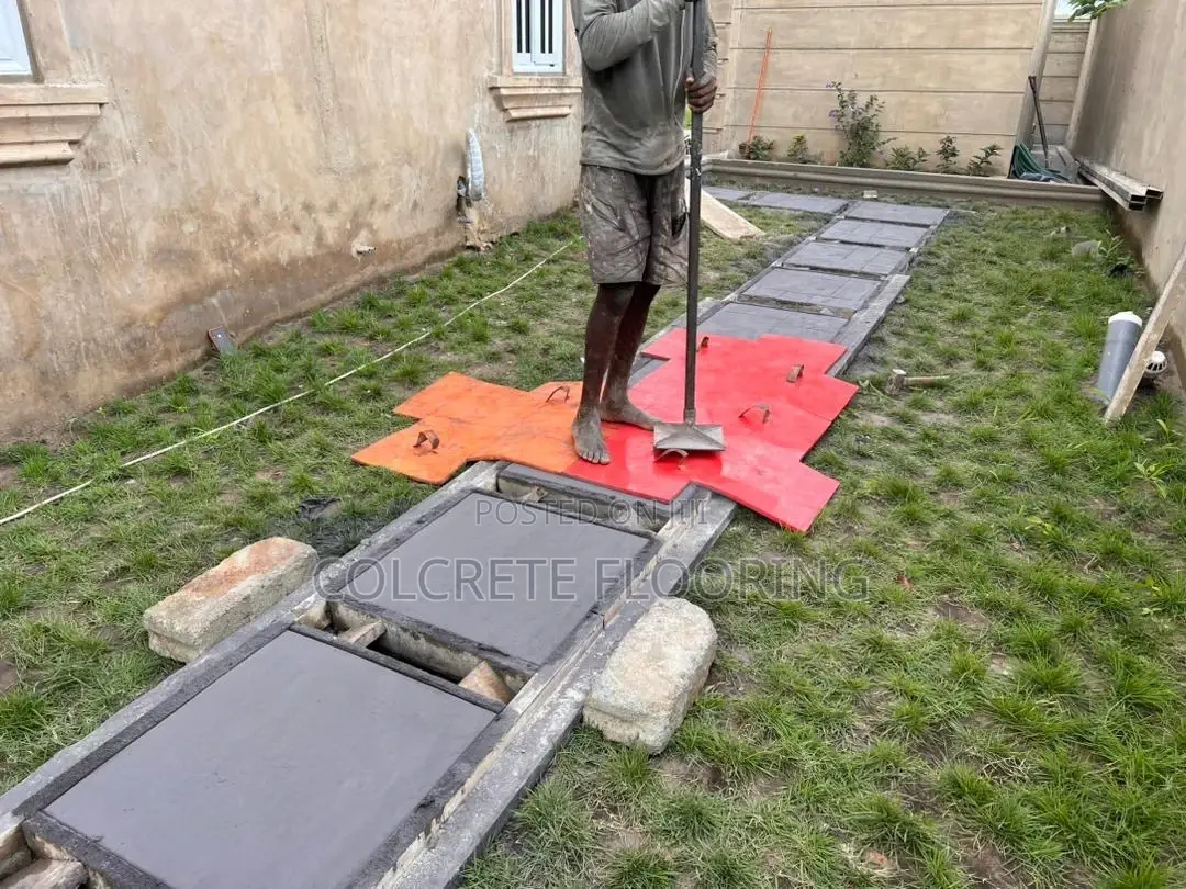 Black Stamped Concrete Walkway