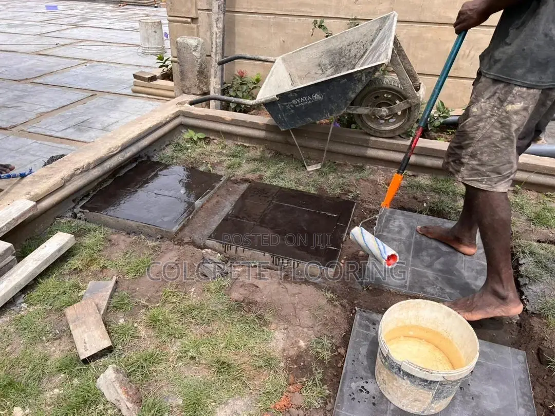 Black Stamped Concrete Walkway