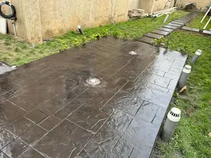 Black Stamped Concrete Walkway