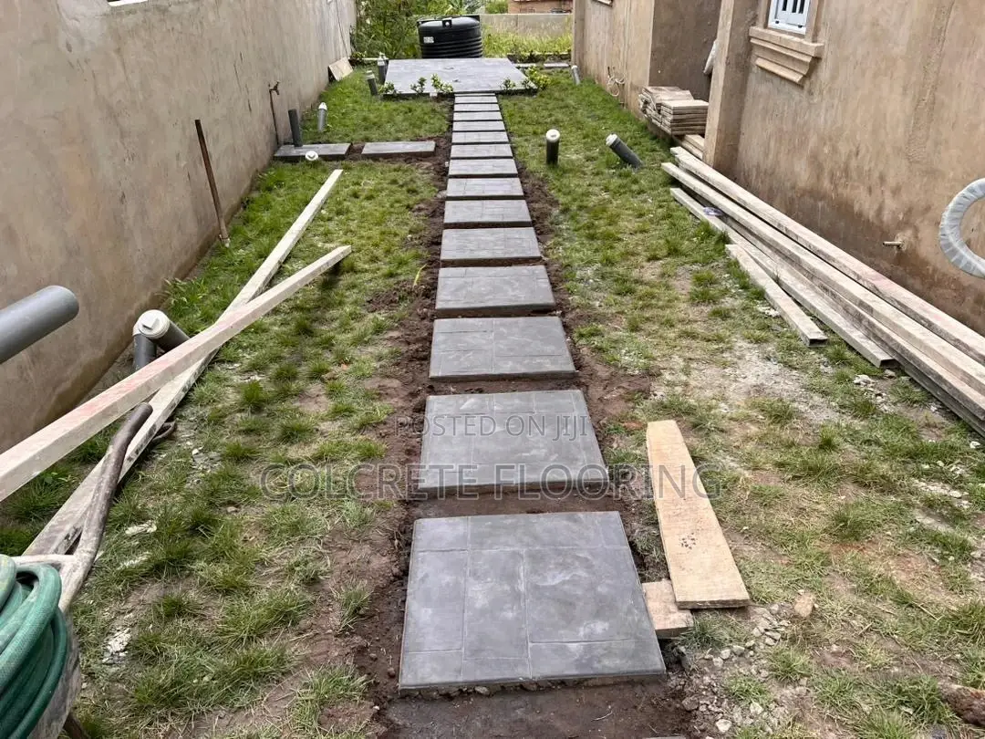 Black Stamped Concrete Walkway