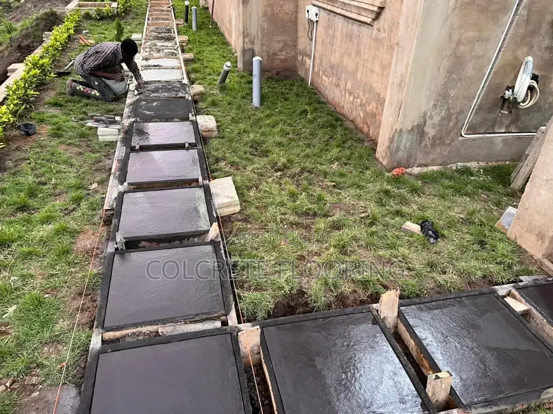 Black Stamped Concrete Walkway