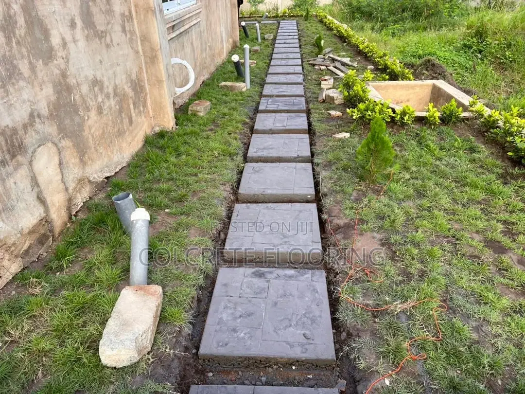 Black Stamped Concrete Walkway