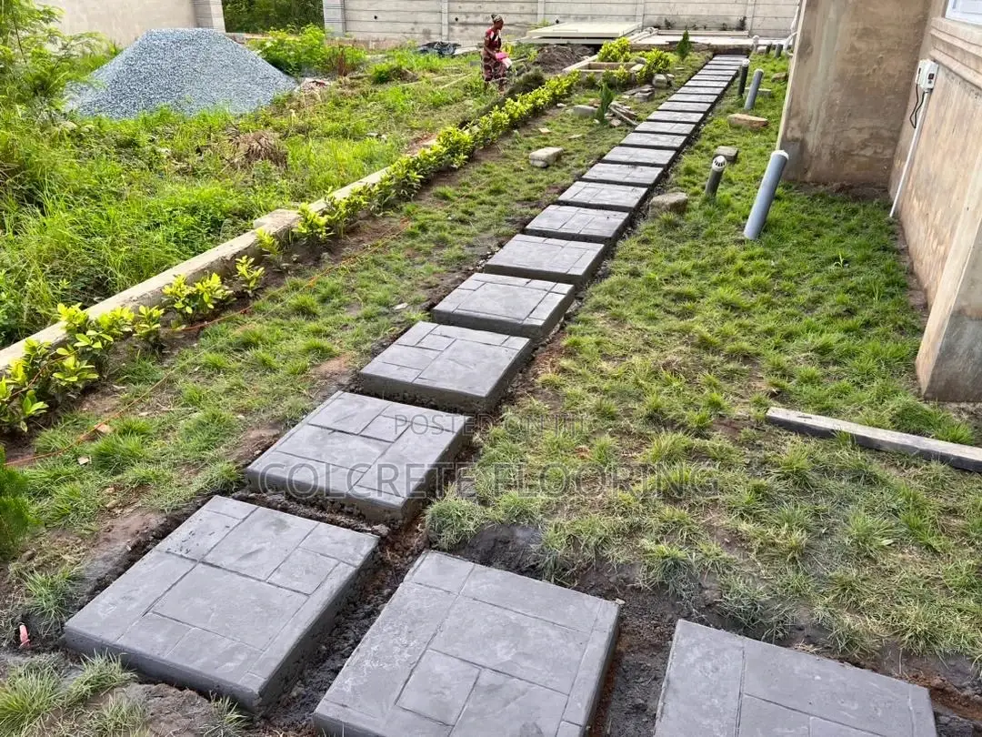 Black Stamped Concrete Walkway