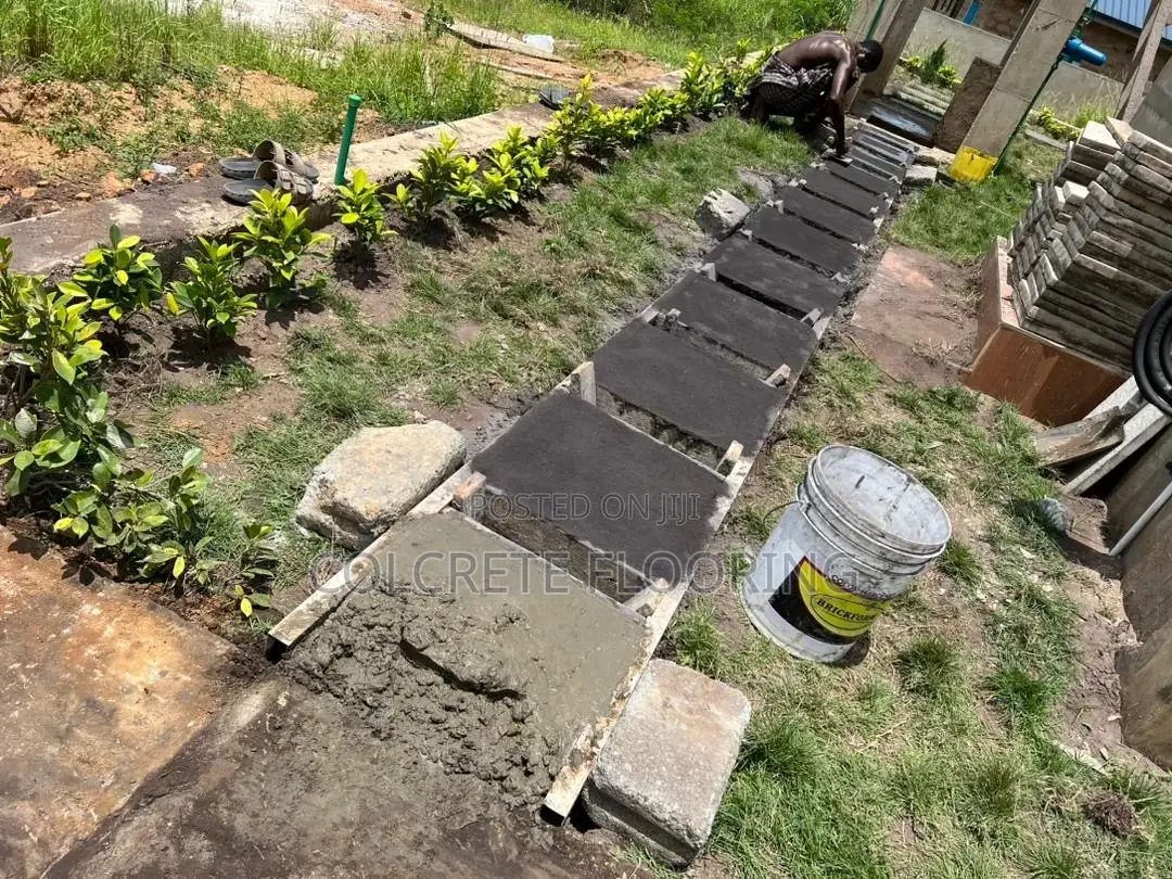 Black Stamped Concrete Walkway