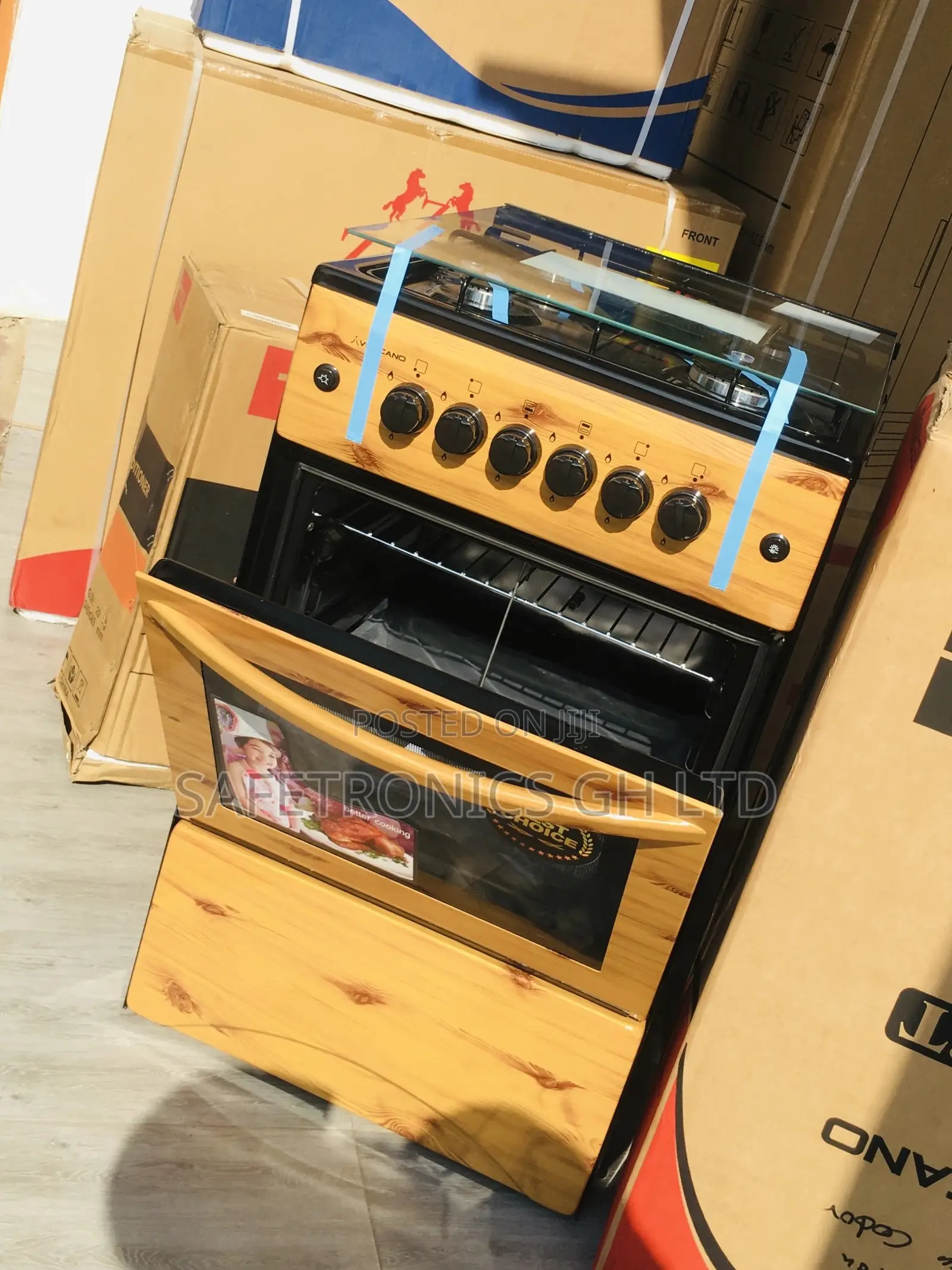Wooden Volcano 4 Gas Burner Oven With Grill 50x50  Burner