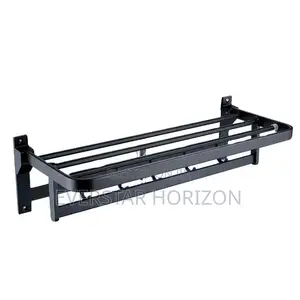 Folding Black Stainless Steel Multi Towel Rack With Hook
