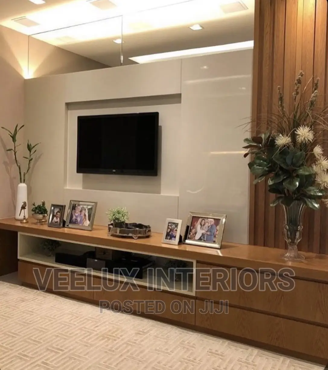 Whitish-Wood Tv Unit || Interior Design