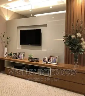 Whitish-Wood Tv Unit || Interior Design