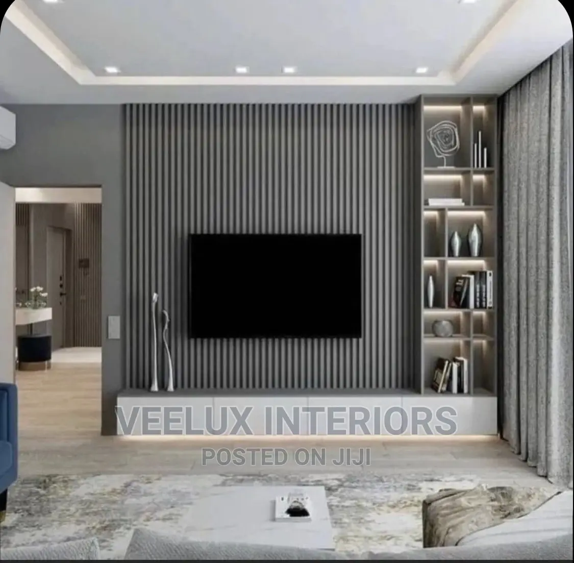 Grayish-White Tv Unit || Interior Design and Decor