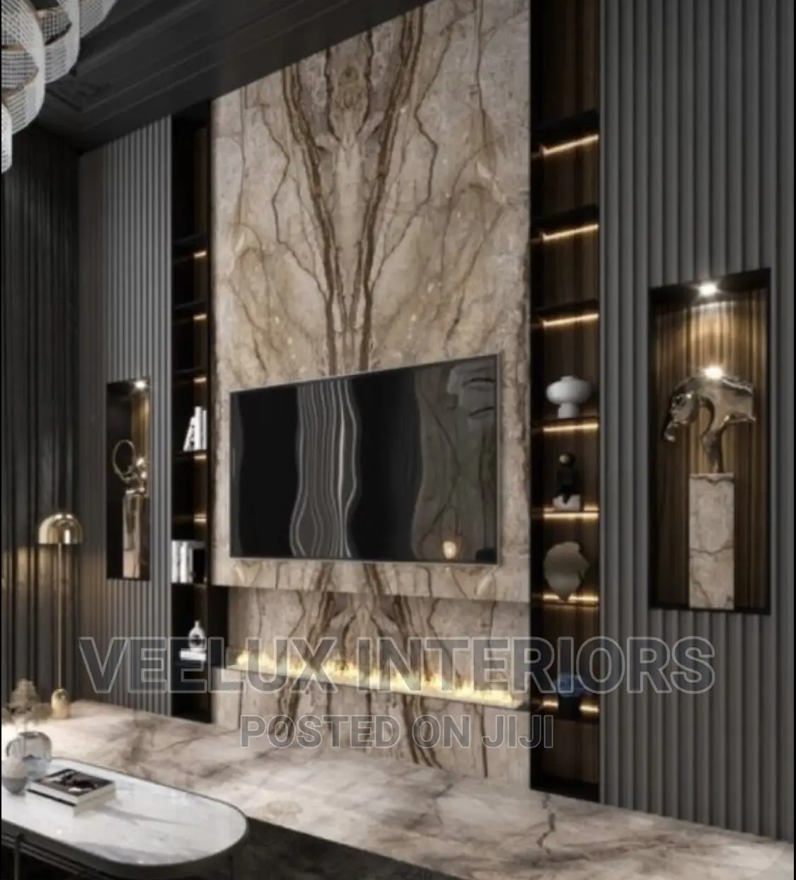Full Wall Tv Unit Modern Fire Design