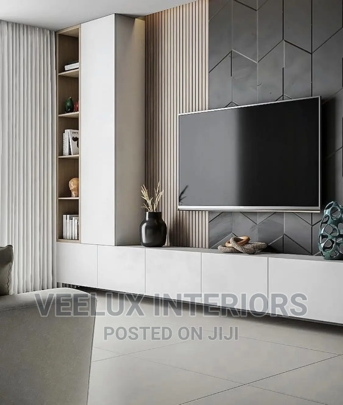 Minimalist-White Tv Unit Clean || Interior Design