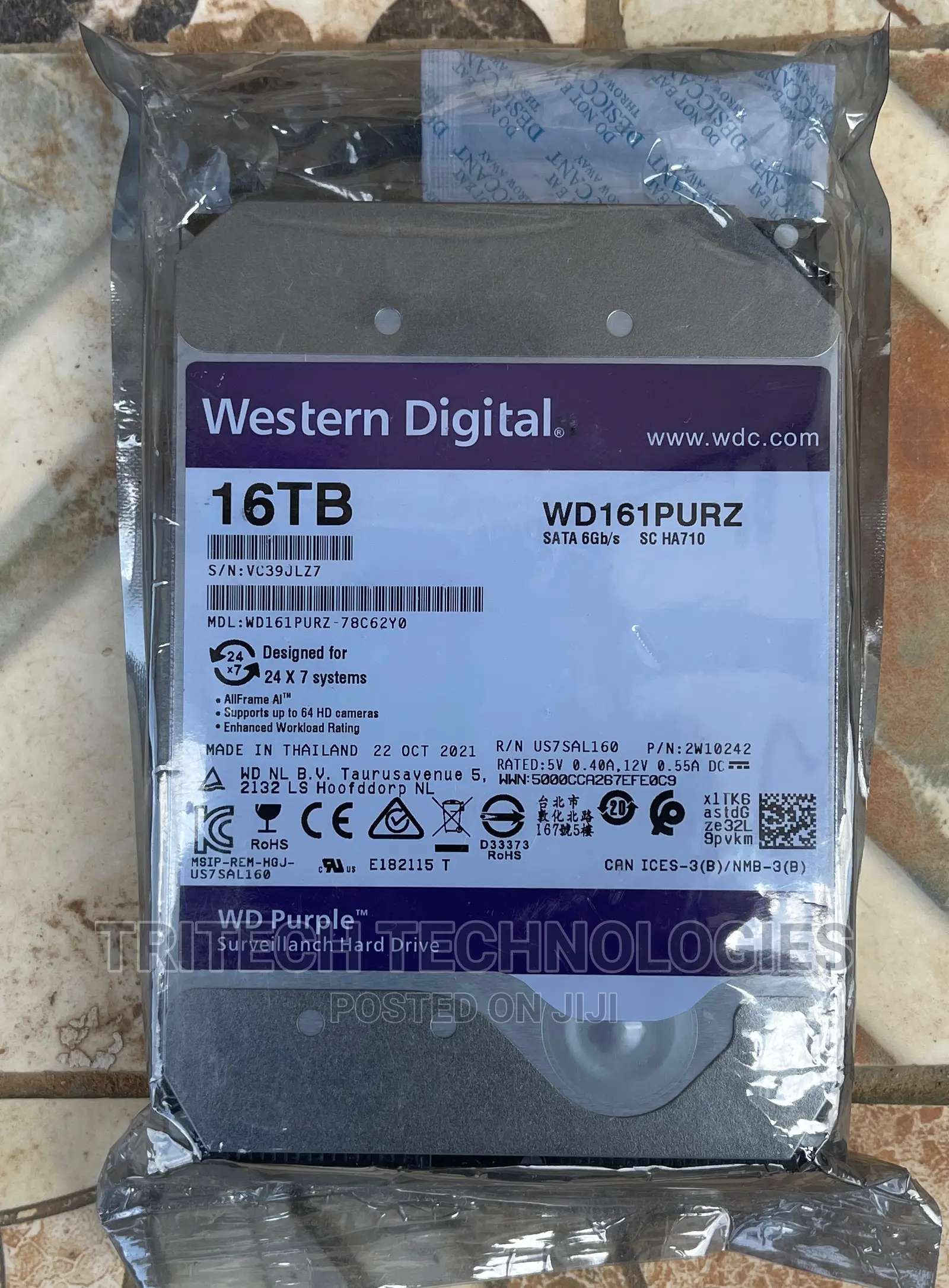 Western Digital 16TB Surveillance HDD WD Purple