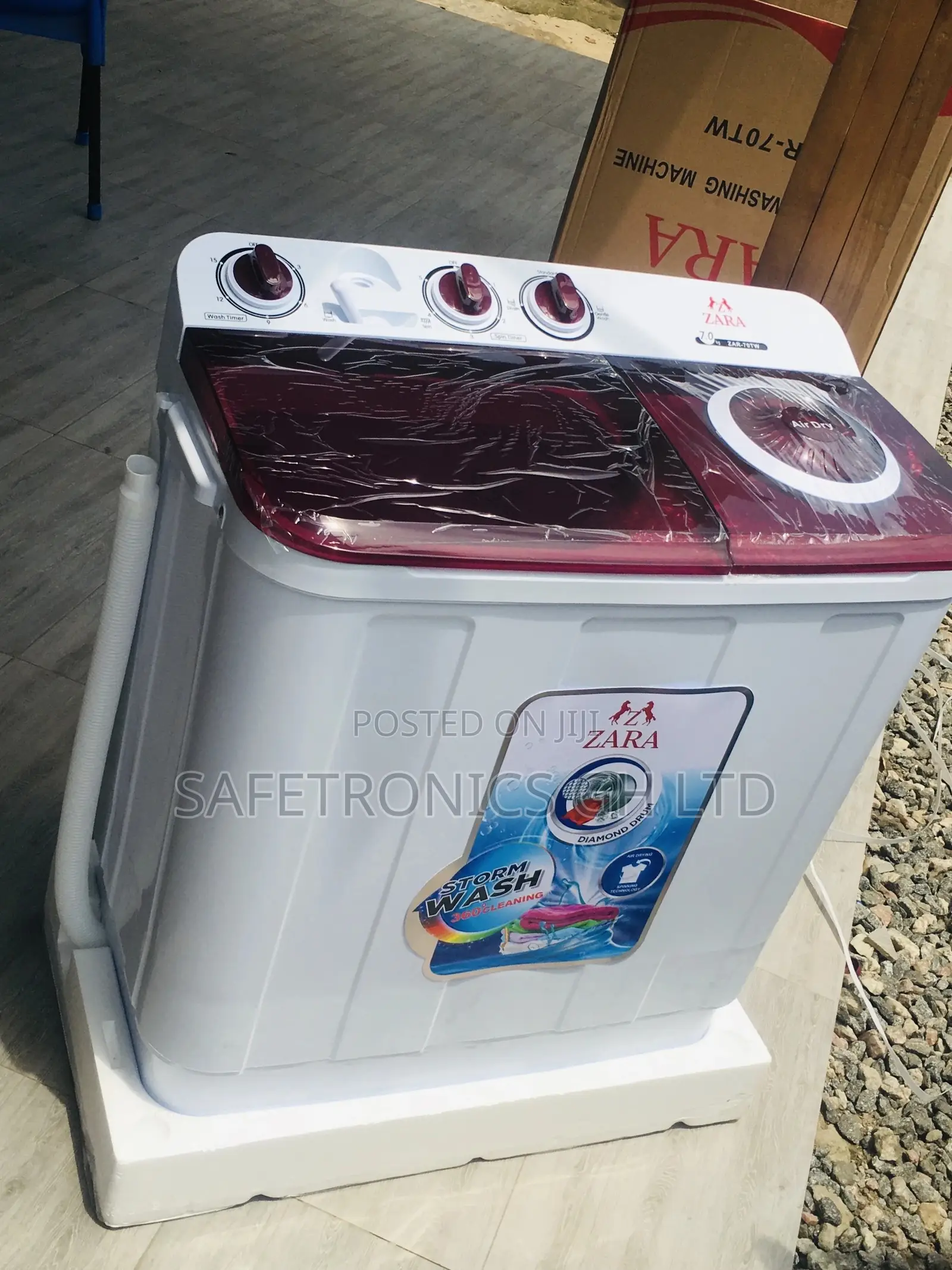 White Red Washingmachine Topload Semiautomatic 7kg Zara 