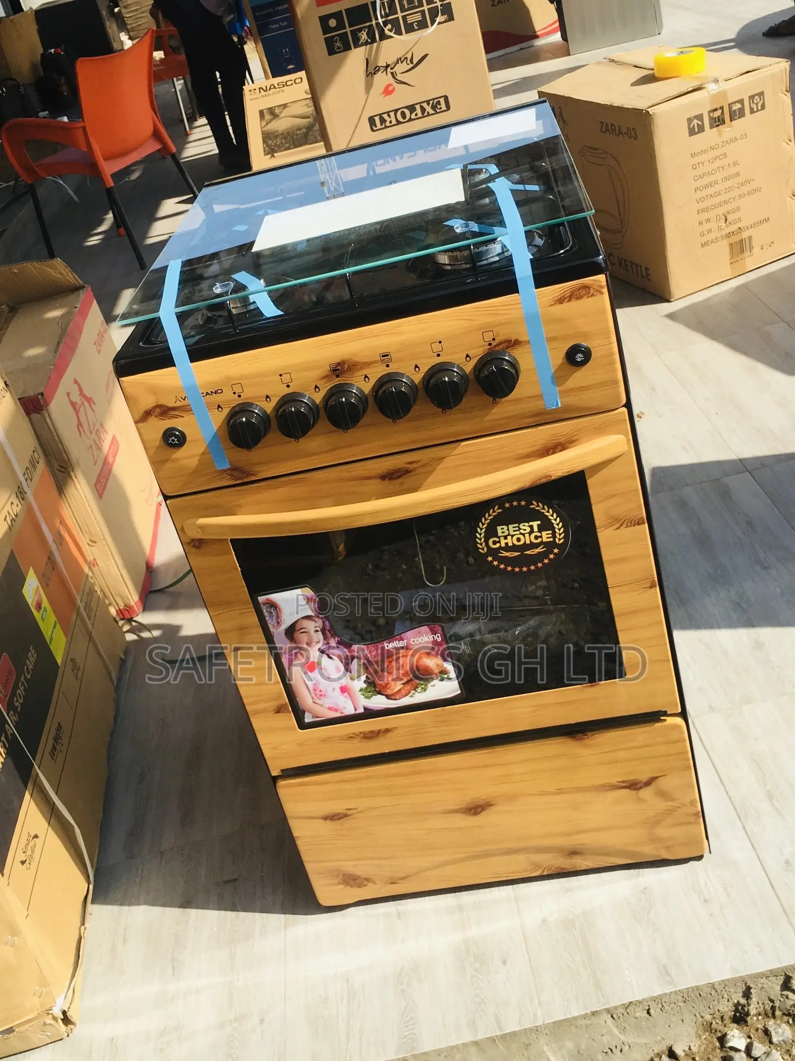 50x50 Oven Grill Volcano Light Wooden 4 Burner Gas Cooker