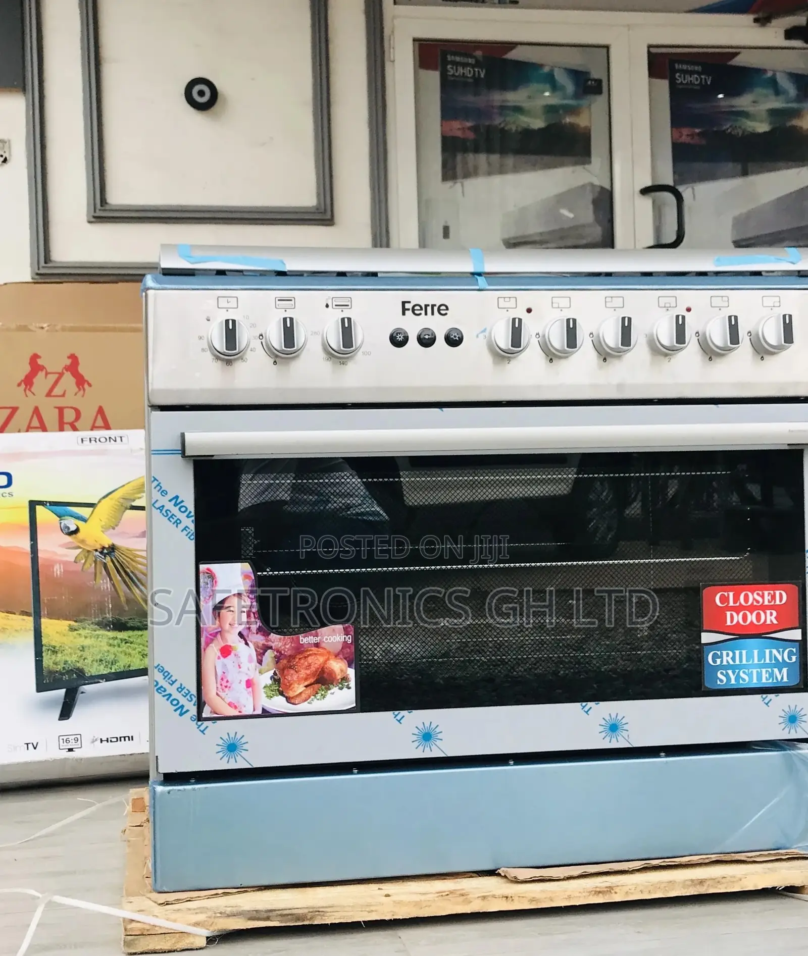  Ferre 6 Gas Burner Oven With Grill Cooker 60x90 Gray 