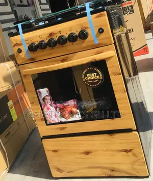 Wooden 4 Gas Light Glass Lid Oven With Grill 50x50
