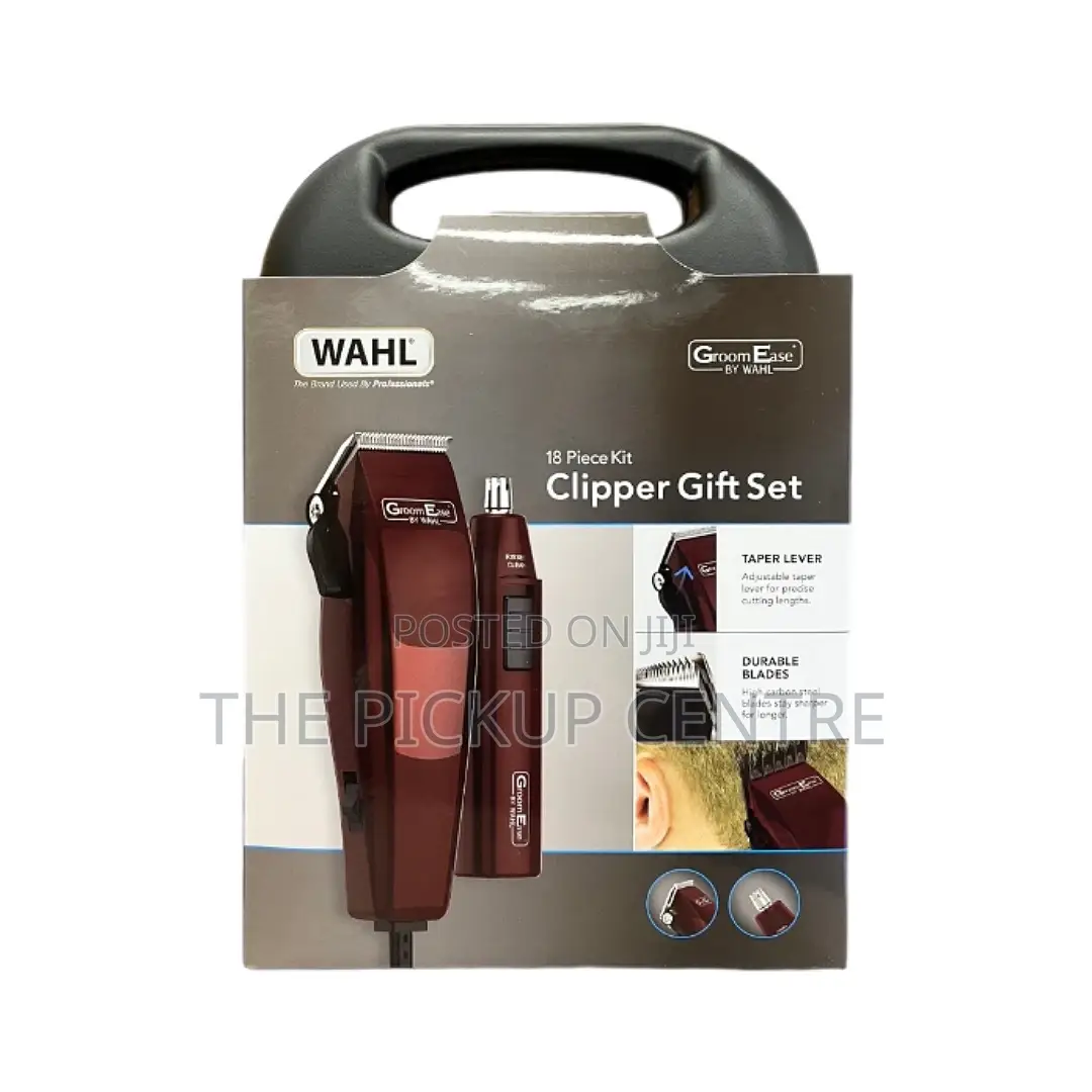 Wahl Hair Clipper Nose Ear Trimmer Maroon 18 Piece Set