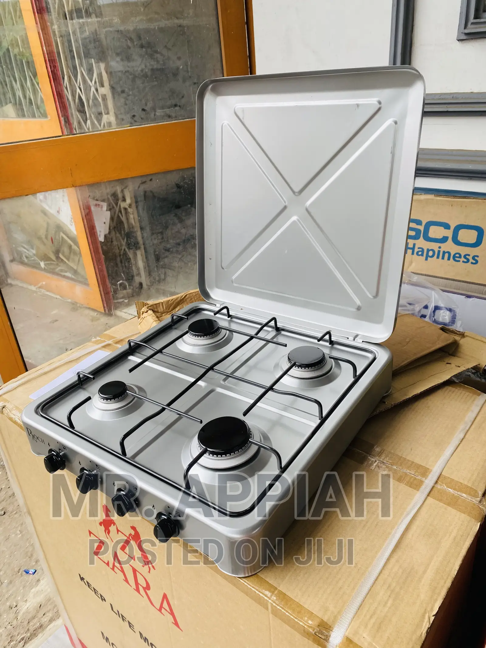 Fast and Efficient Roch Table Top 4 Gas Burner(Gray).
