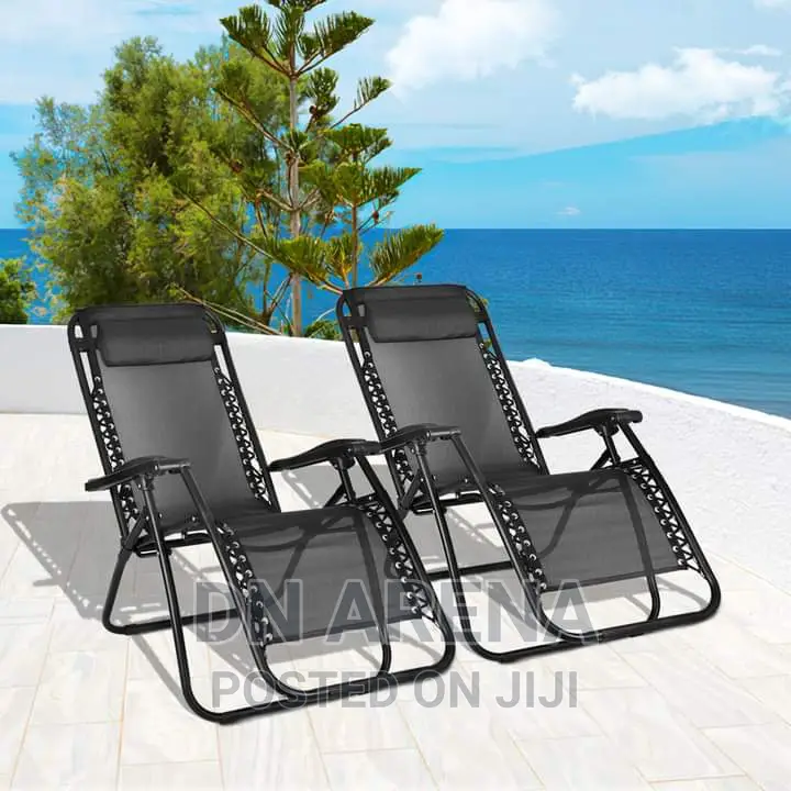 2x Sunloungers Bigzzia Folding Recliner Gardern Chairs