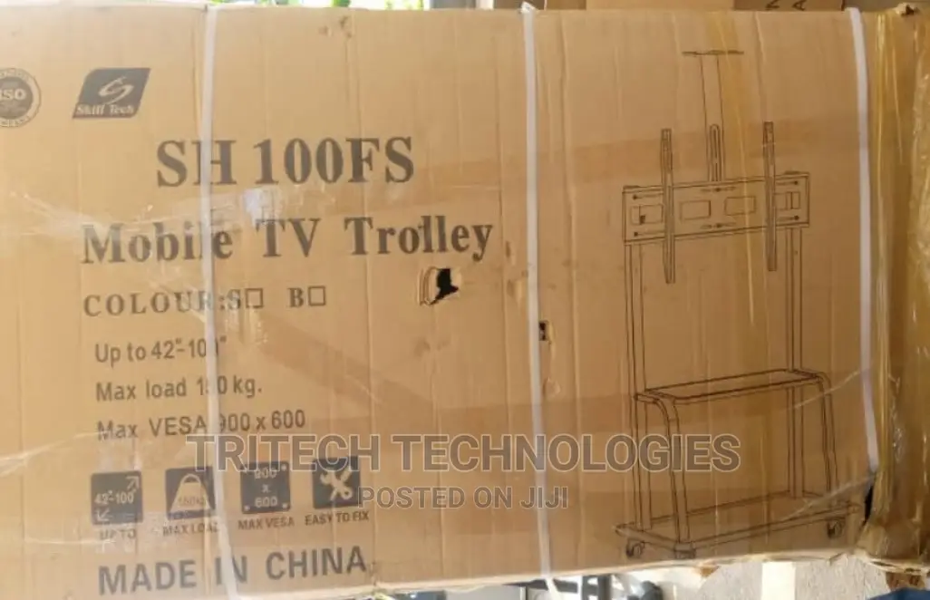 Heavy Duty TV Floor Stand With Av Component Shelf 60"~85'