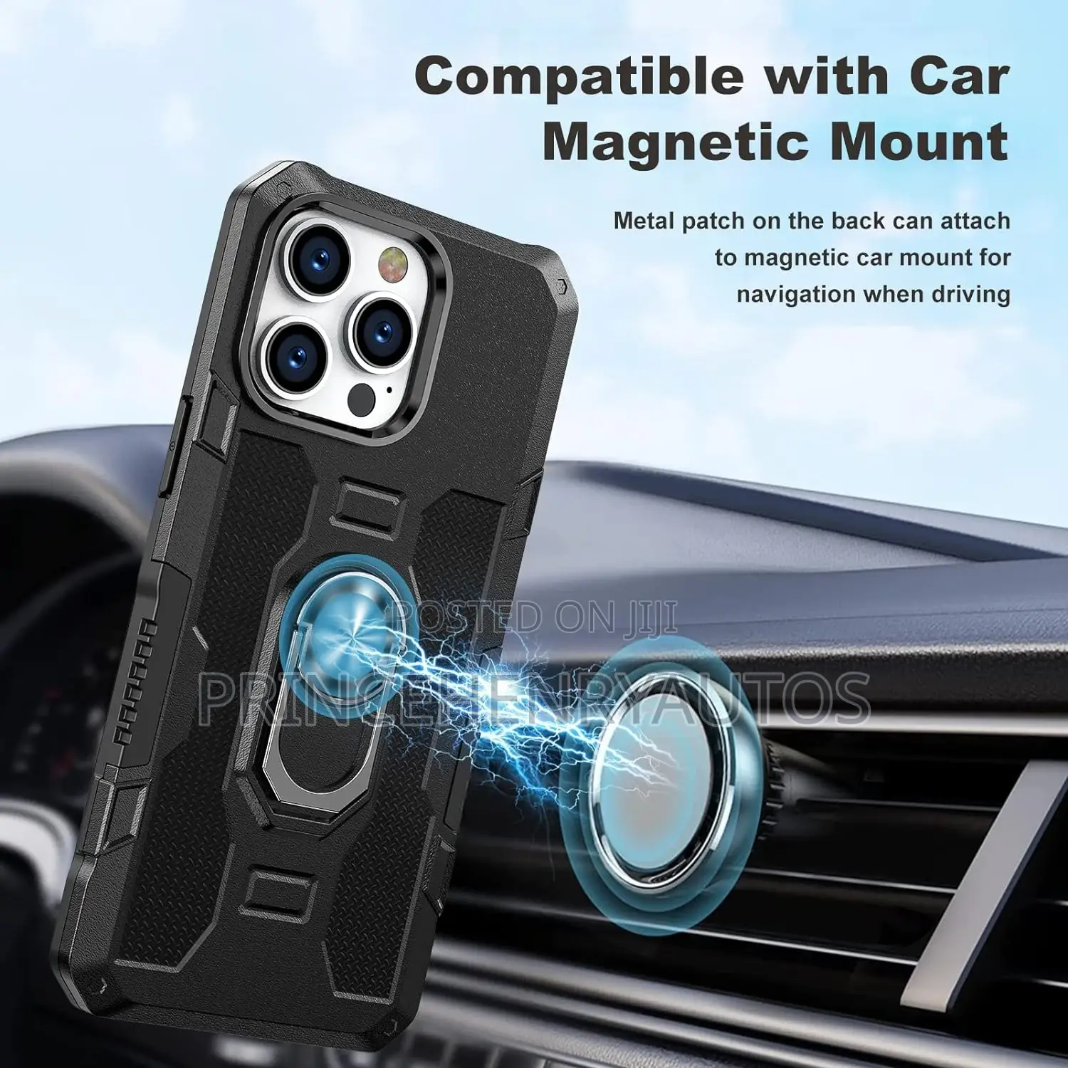 AINOYA Kickstand Ring Case+Tempered Glass for iPhone 14 Pro