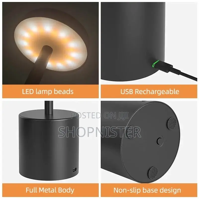 Black Portable Led Dimmable Table Lamp
