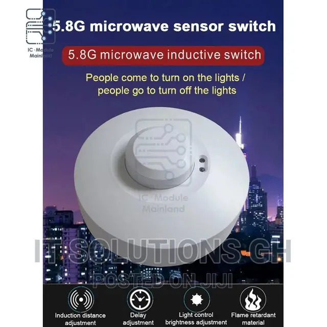 AC85-250V 5.8G Round Microwave Radar Sensor Switch Body Moti
