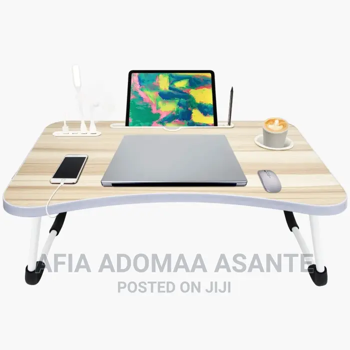 Foldable Laptop/Study Table With USB Port And Side Drawer