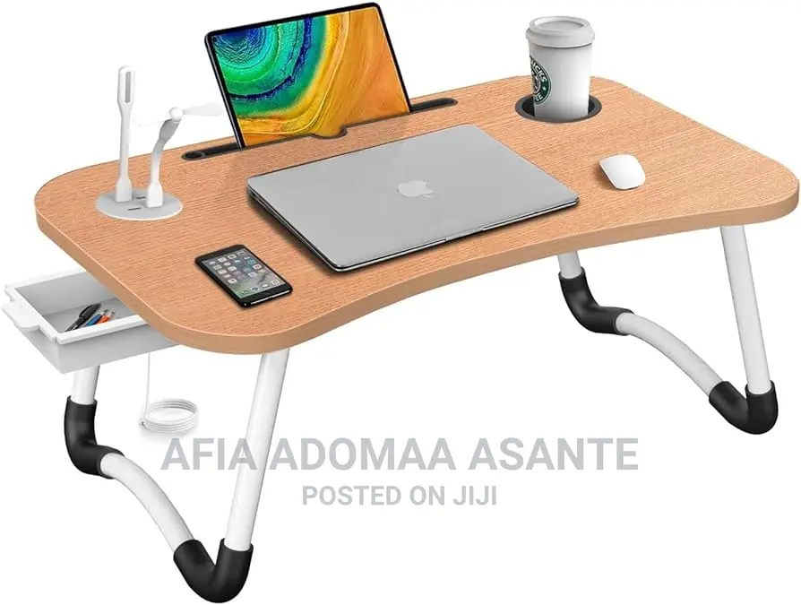 Foldable Laptop/Study Table With USB Port And Side Drawer
