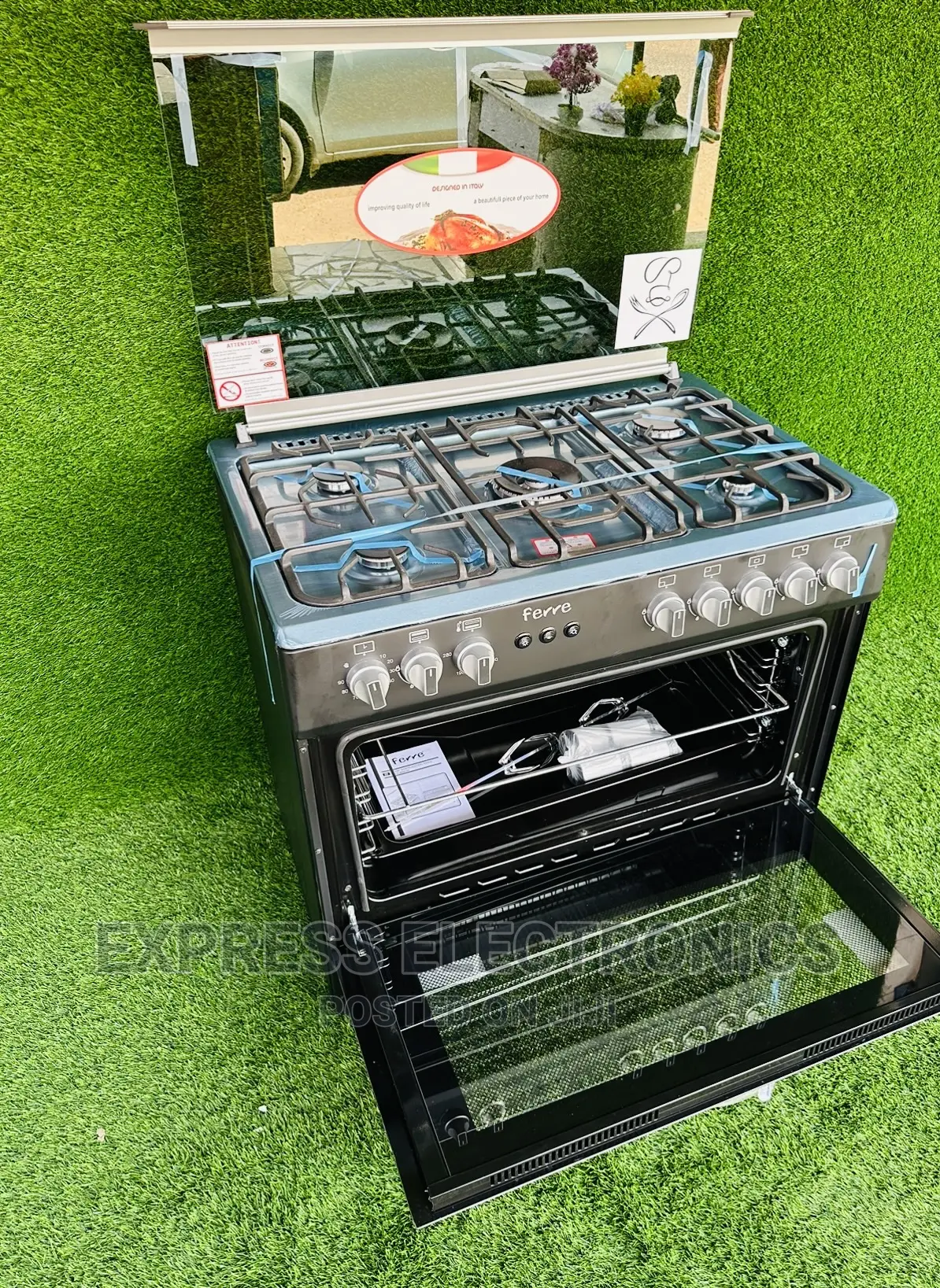 Stand Up Black 5burner Gas Cooker Rotisserie Chicken